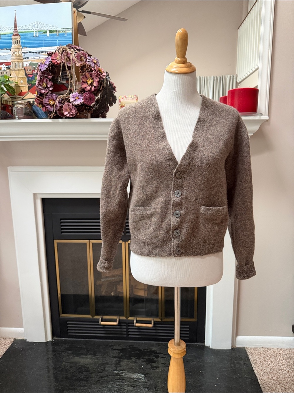 5 Lord & Taylor Brown Button-Front V-Neck Women's Cardigan